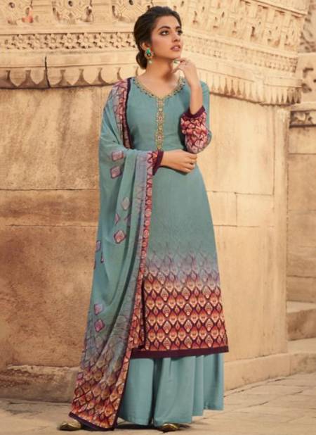 Sea Green Casual Daily Wear Digital Printed Designer Dress Material Collection 23086